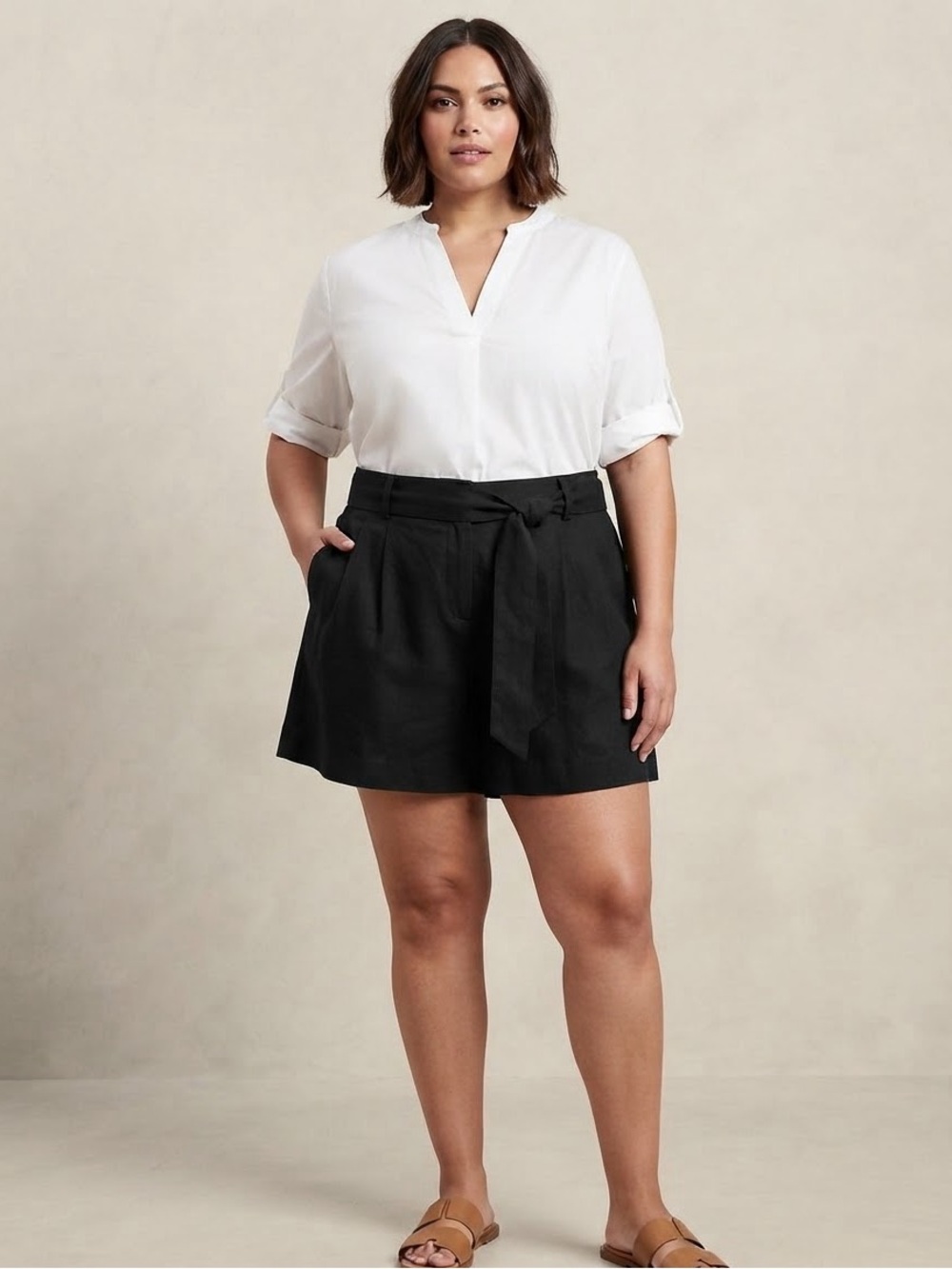 ASOS Design Black High-Waist Tie-Belt Shorts